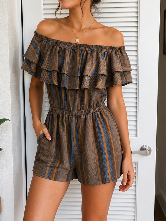 Max Geelss Pants - Max Geelss patterned ruffle top blue and orange romper sz L